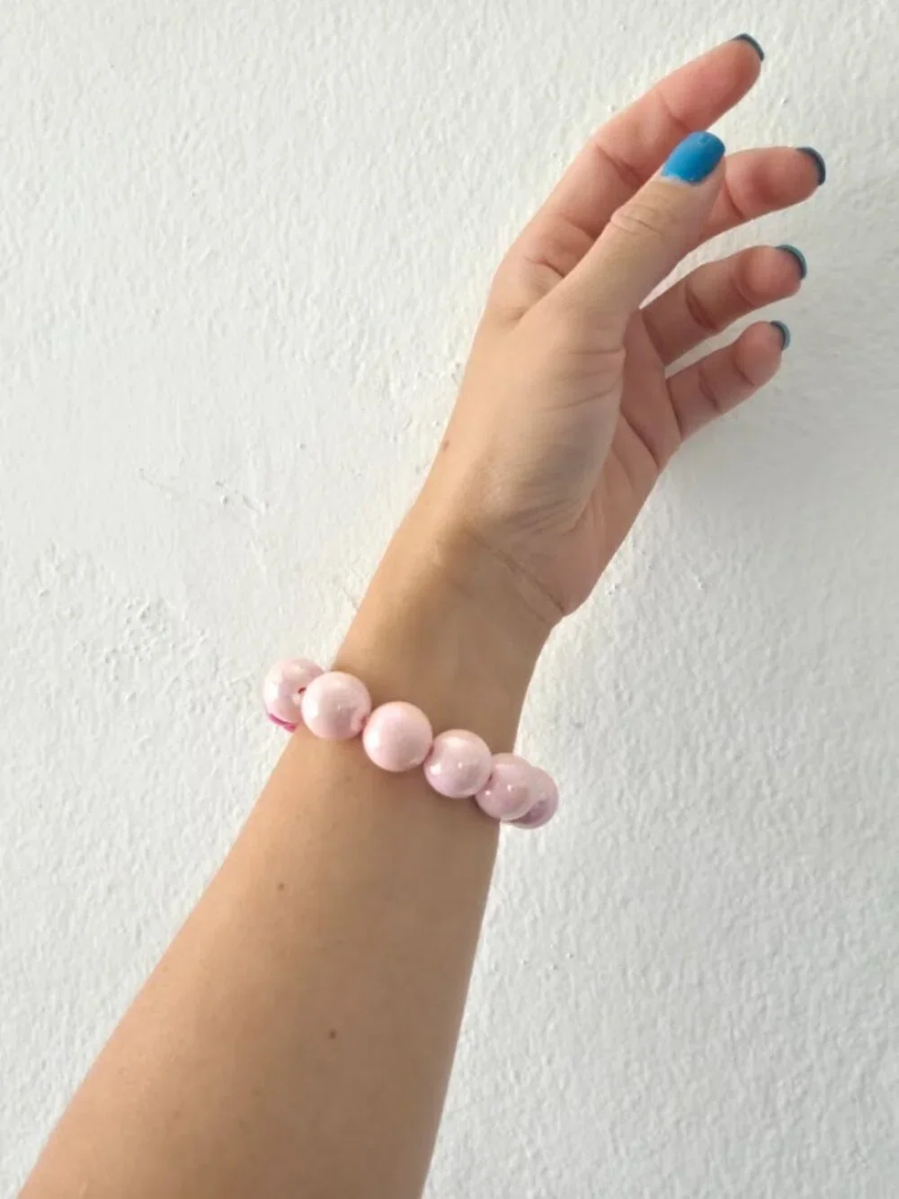 Pink Chunky Beaded Stretch Bracelet Smiley Heart Charm Y2K Jewelry